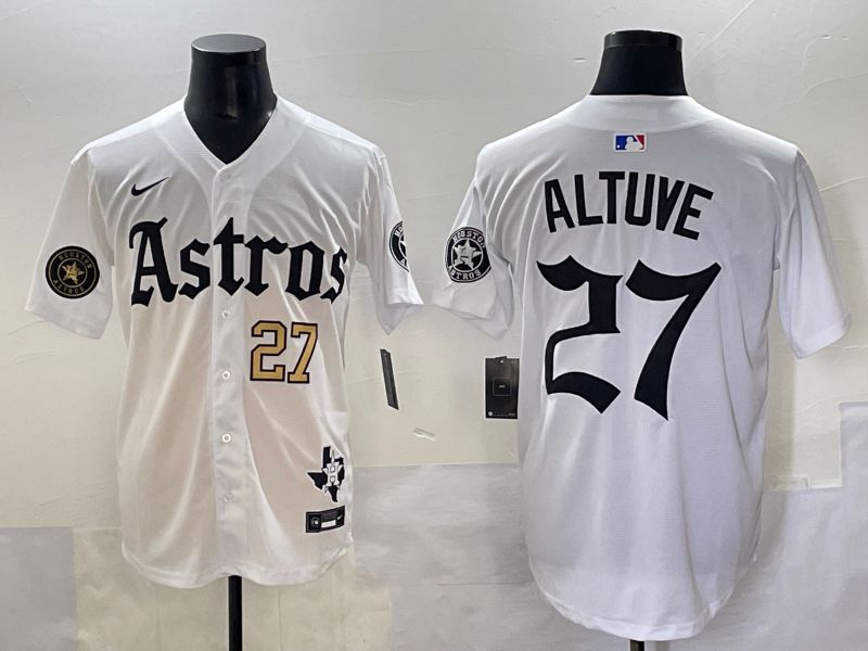 Men 2025 Houston Astros #27 Altuve White Five generations Joint Name Nike MLB Jersey style 4->houston astros->MLB Jersey
